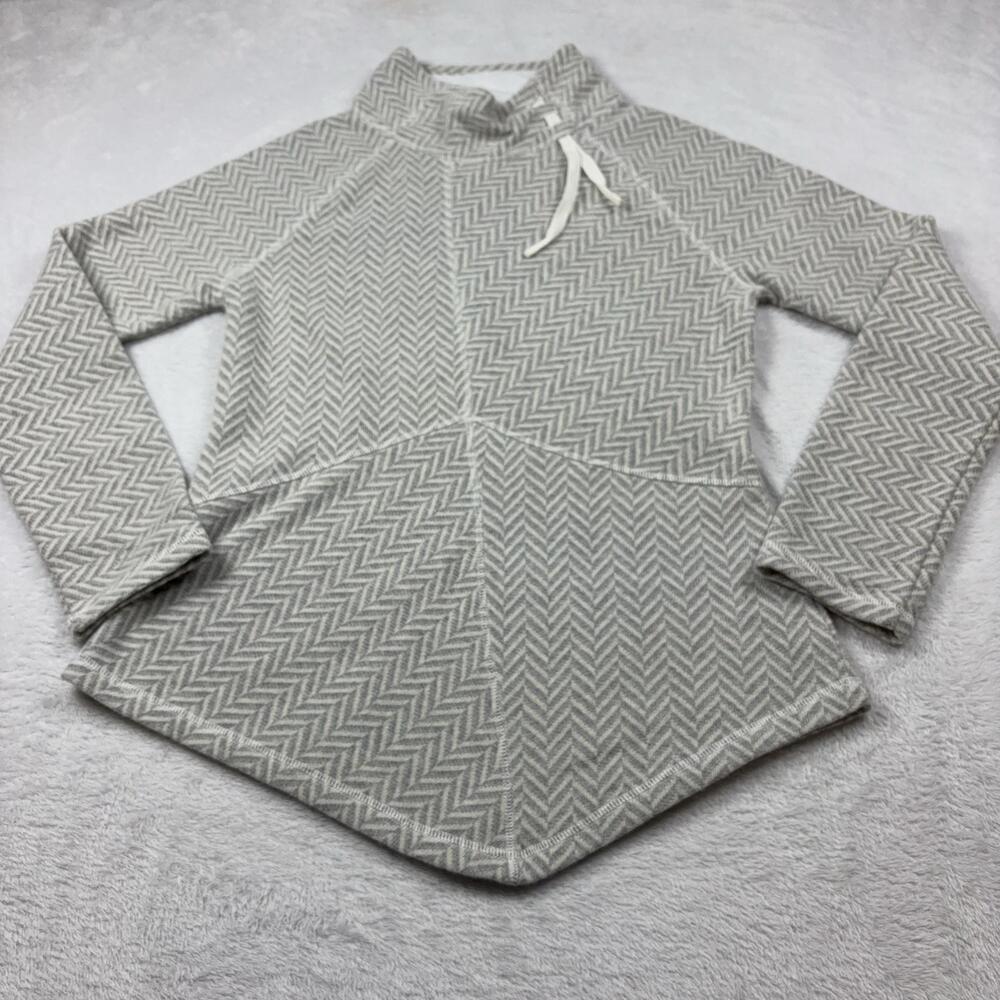 PrAna Tunic Sweater Womens L Gray Fleece Mock Neck Raglan Pockets Pullover
